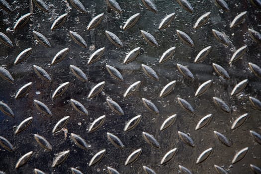 Close up of a metal industrial floor