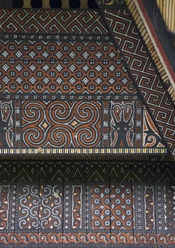 Detail of the façade of a traditional Toraja house (tongkonan)