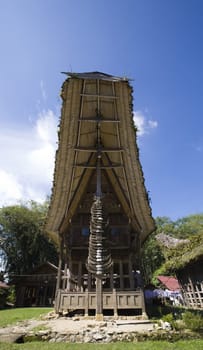 Facade of a traditional Toraja house (tongkonan)