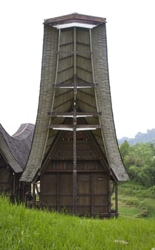 Detail of the façade of a traditional Toraja house (tongkonan)