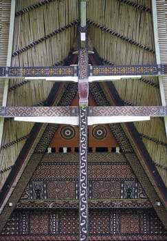 Detail of the façade of a traditional Toraja house (tongkonan)