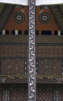 Detail of the façade of a traditional Toraja house (tongkonan)