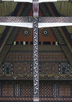 Detail of the façade of a traditional Toraja house (tongkonan)