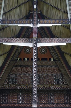 Detail of the façade of a traditional Toraja house (tongkonan)