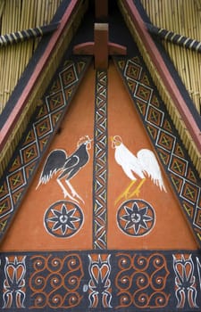 Facade of a traditional Toraja house (tongkonan)