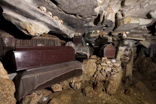 Cave with coffins in the Tana Toraja area in Sulawesi