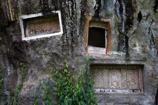 Cliff burial caves in the Tana Toraja area, Sulawesi, Indonesia