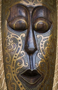 Close up of a traditional Indonesian mask