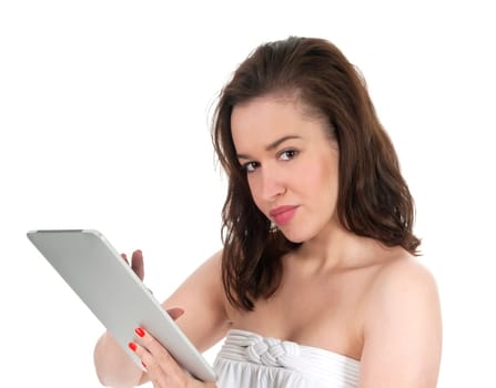 young woman with digital tablet