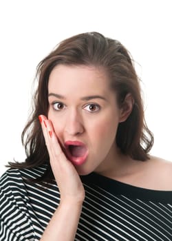 young woman is surprised