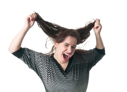 Woman with tousled hair