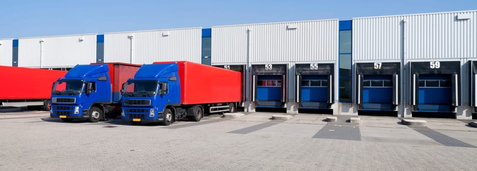 Loading bay for loading and unloading trucks