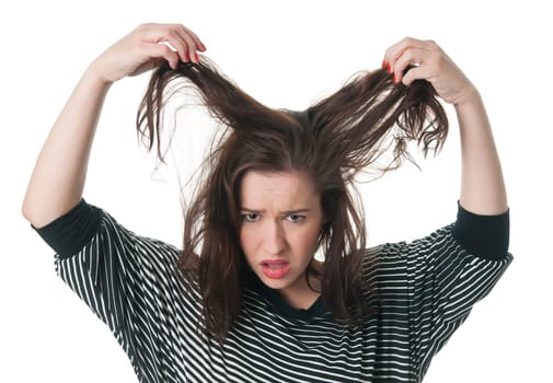 Woman with tousled hair