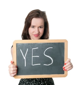 Woman shows YES