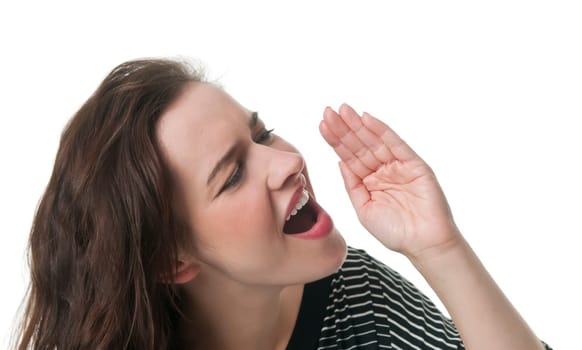 young woman is calling