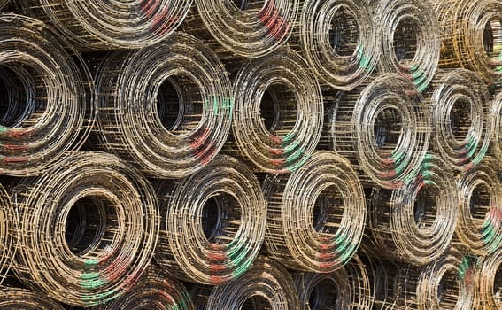 Steel mesh construction material in the harbor of Jakarta