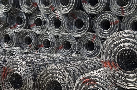 Steel mesh construction material in the harbor of Jakarta