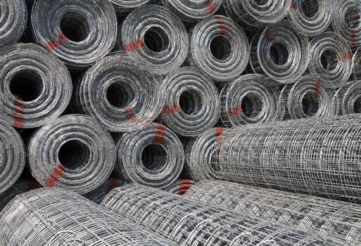 Steel mesh construction material in the harbor of Jakarta