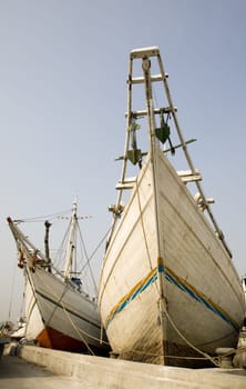 Makassar schooners (pinisi) in Sunda Kelapa, the old port of Jakarta, Indonesia