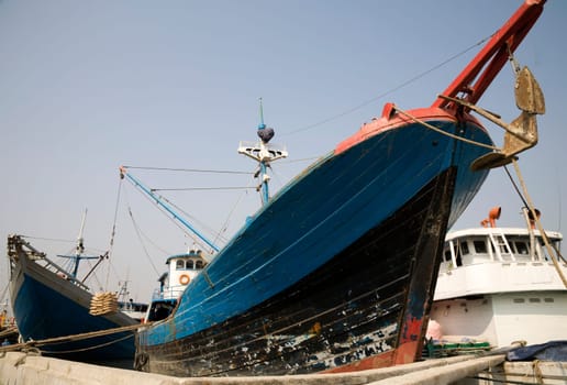 Makassar schooners (pinisi) in Sunda Kelapa, the old port of Jakarta, Indonesia