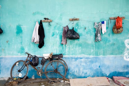 Hanging clothes in a slum area in Jakarta, Indonesia