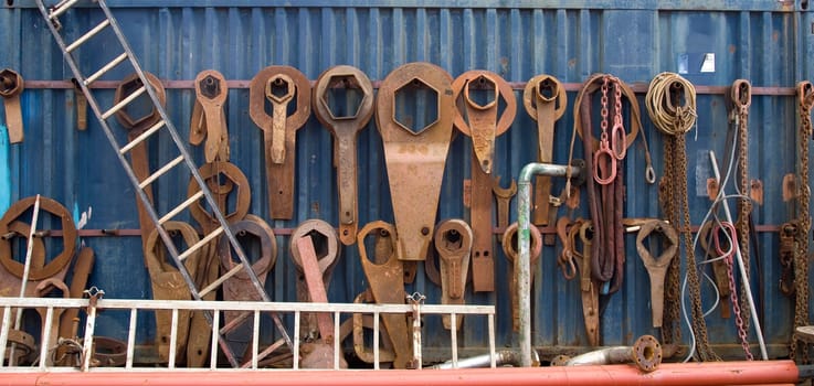 Large work tools at a shipyard