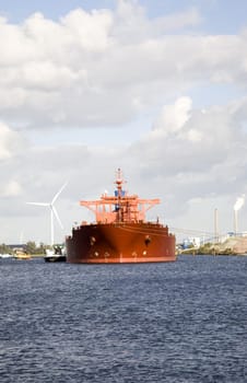 Gas tanker in the port of Amsterdam, the Netherlands