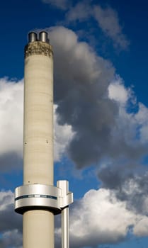 Modern smokestack of a waste utilizing plant in Amsterdam, the Netherlands