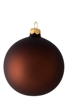 Brown christmas ball isolated on white, clipping path included for easy changing