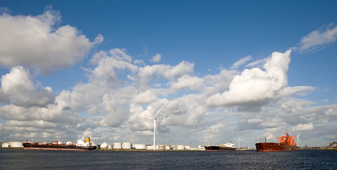Gas tankers in the port of Amsterdam, the Netherlands