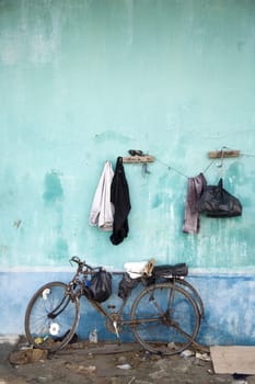 Hanging clothes in a slum area in Jakarta, Indonesia