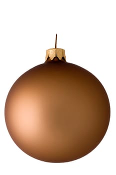 Gold colored christmas ball isolated on white, clipping path included for easy changing