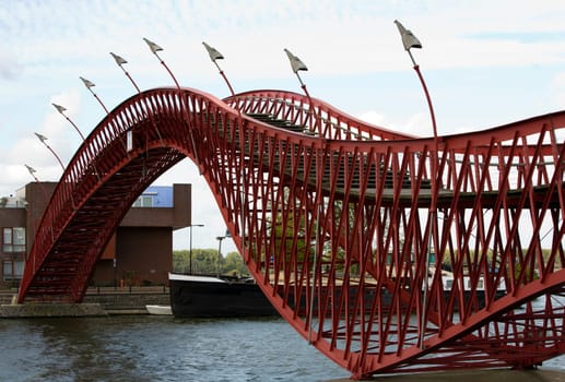 Pedestrian bridge over the Spoorwegbassin, Eastern docklands, Amsterdam