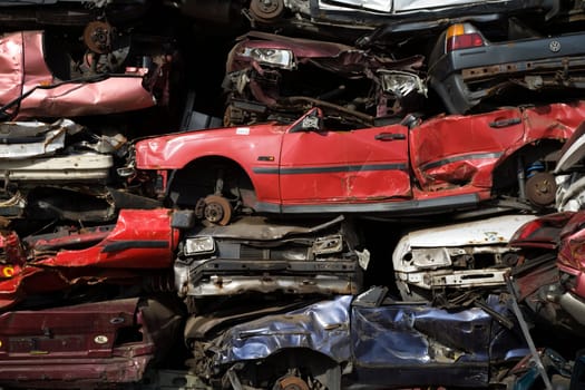 Stack of scrap cars