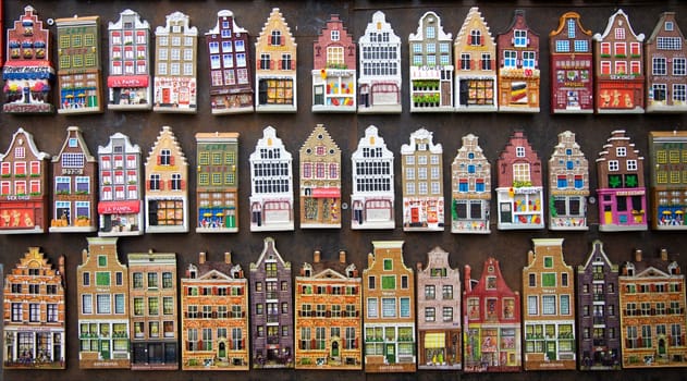 Souvenirs facades of canal houses in Amsterdam, the Netherlands