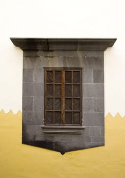 Window with closed shutters in Canarian architecture, Gran Canaria