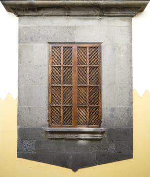 Window with closed shutters in Canarian architecture, Gran Canaria