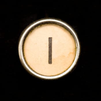 The I button on a complete alphabet of an antique typewriter