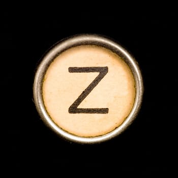 The Z  button on a complete alphabet of an antique typewriter