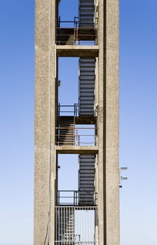 Stairs of stripped sewage treatment silos in Amsterdam, the Netherlands