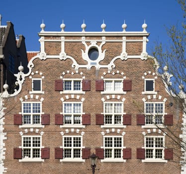 Facade of canal houses in Amsterdam, the Netherlands