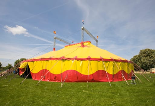 Circus tent in yellow and red