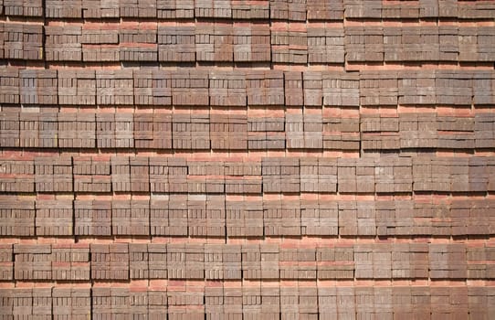 Stacked bricks at a brick factory