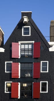 Façade of a canal house in Amsterdam, the Netherlands