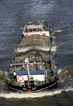 Inland navigation on the Amsterdam-Rijn canal in the Netherlands