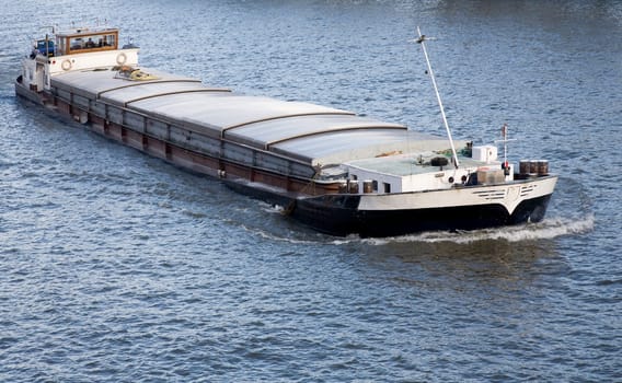 Inland navigation on the Amsterdam-Rijn canal in the Netherlands