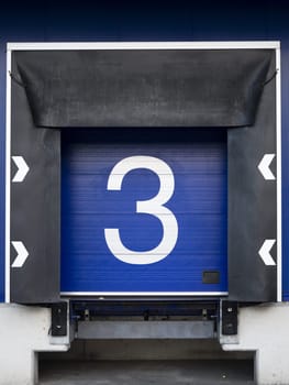 Loading bay with numbers for loading and unloading trucks