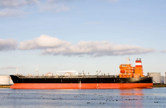 Tanker in the port of Amsterdam, the Netherlands