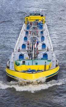 Inland navigation on the Amsterdam-Rijn canal in the Netherlands