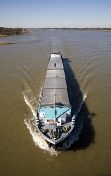Inland navigation on the river Waal in the Netherlands